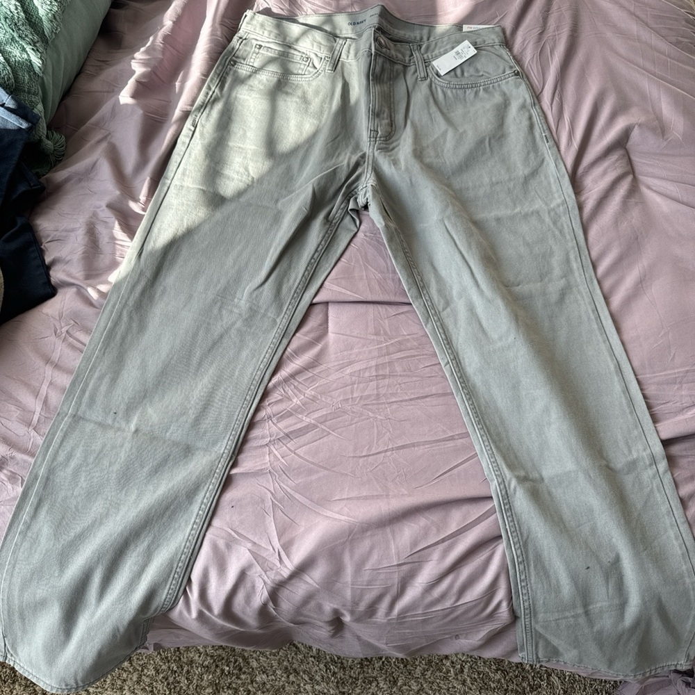 Old Navy Gray Straight-Leg Jeans